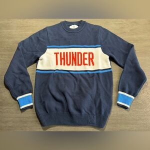 Thunder Basketball NBA Team Varsity Knit Sweater Blue Orange XS